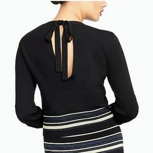 Tie Back Black Sweater Balloon Sleeve